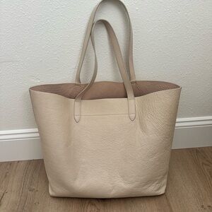 Cuyana Cream Leather Tote Bag
